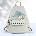 Mochila de lona con patchwork de elefante de gran tamaño